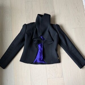 Elegant Black Jacket with Purple Lining